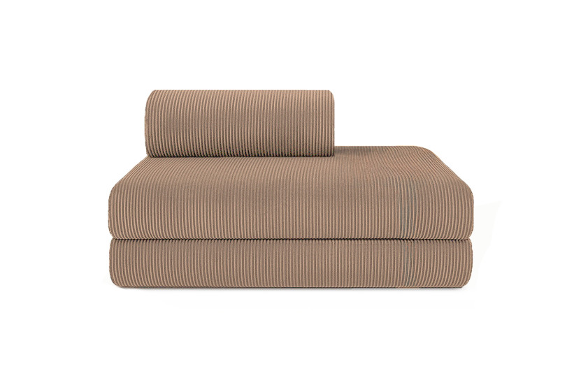 Housse Canapé droit convertible - 2 places - Tissu velours côtelé taupe
