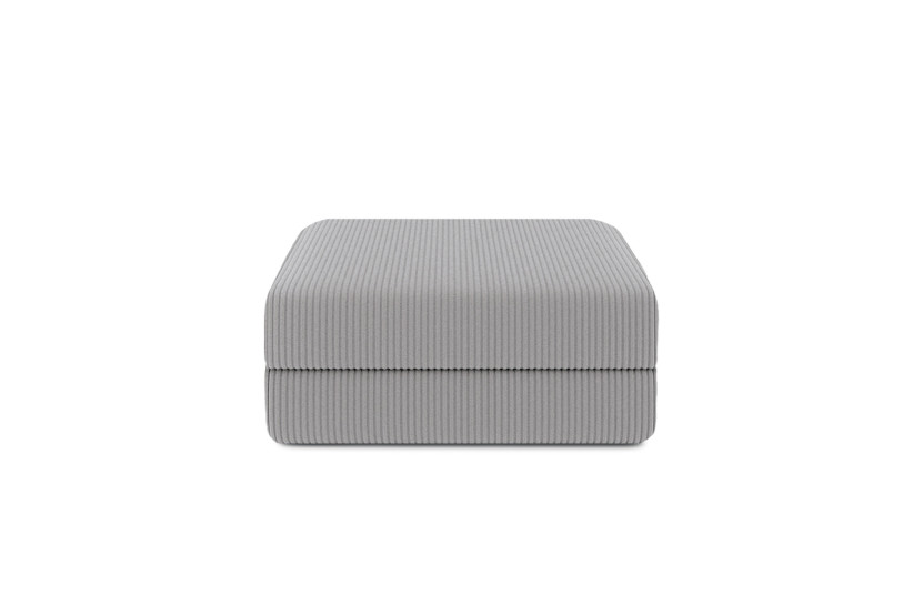 Housse Pouf convertible - Tissu velours côtelé gris clair