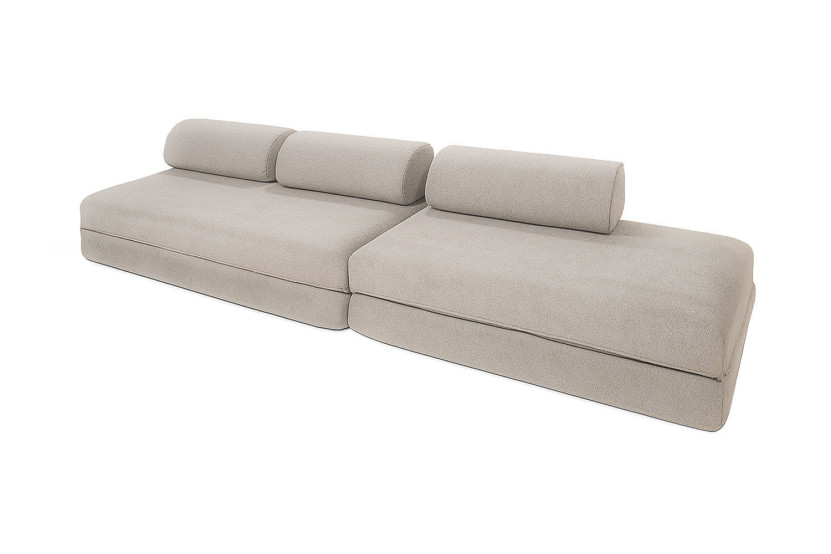 Canapé 5 places - 2 modules convertibles : Canapé 3 places + Canapé 2 places - Tissu extérieur Gris