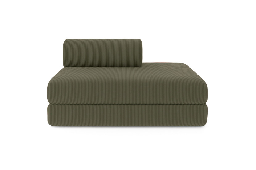 Housse Canapé droit convertible - 2 places - Tissu velours côtelé vert