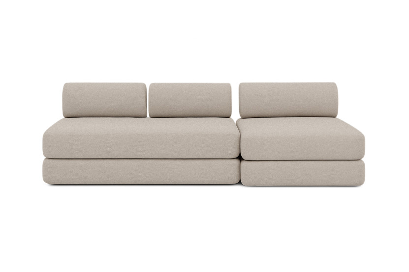 Canapé 4 places - 2 modules convertibles : Canapé 3 places + Fauteuil - Tissu extérieur Gris