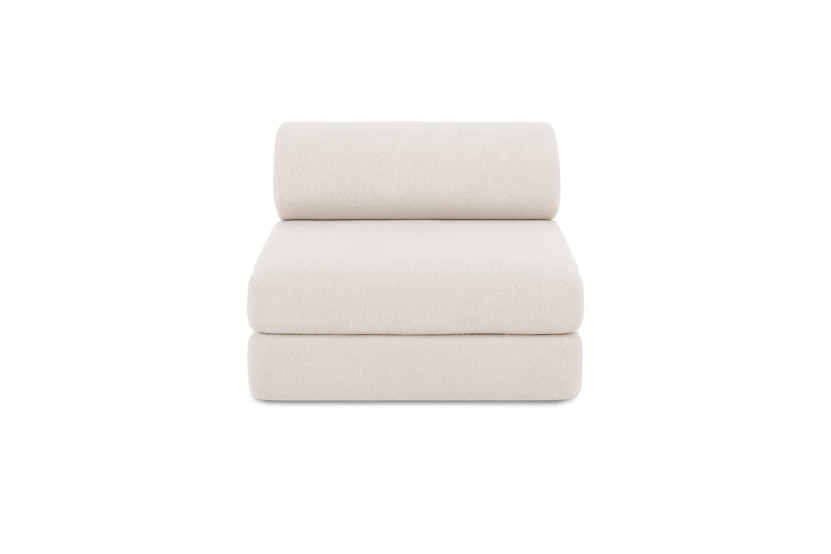 Canapé d'angle 6 places - 3 modules convertibles : Canapé 3 places + Fauteuil + Pouf - Tissu extérieur Beige clair