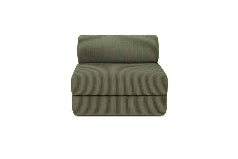 Canapé 6 places - 3 modules convertibles : Canapé 3 places + Fauteuil + Pouf - Velours côtelé Vert