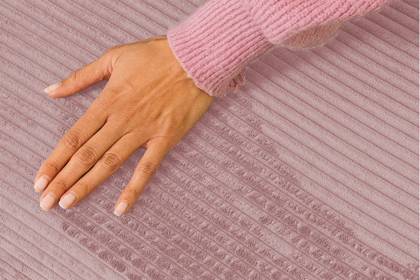 Méridienne convertible et modulable - Velours côtelé Rose pâle