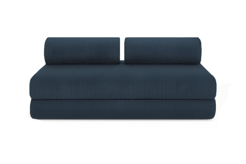 Canapé d'angle 6 places - 3 modules convertibles : Canapé 3 places + Fauteuil + Pouf - Velours côtelé Bleu