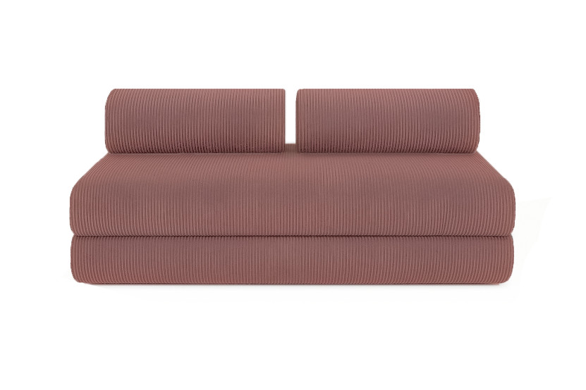 Canapé d'angle 4 places - 2 modules convertibles : Canapé 3 places + Pouf - Velours côtelé Rose