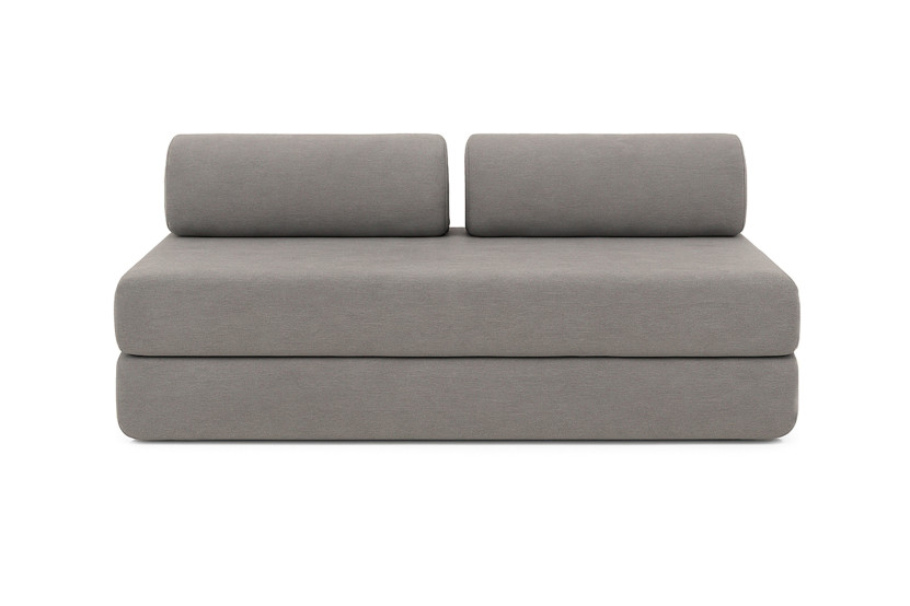 Canapé d'angle 6 places - 3 modules convertibles : Canapé 3 places + Fauteuil + Pouf - Tissu lisse Gris