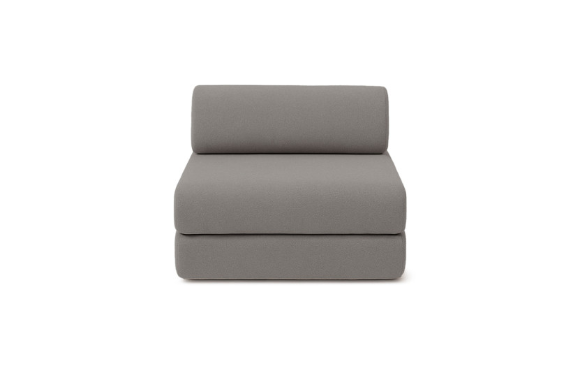 Canapé d'angle 6 places - 3 modules convertibles : Canapé 3 places + Fauteuil + Pouf - Tissu lisse Gris