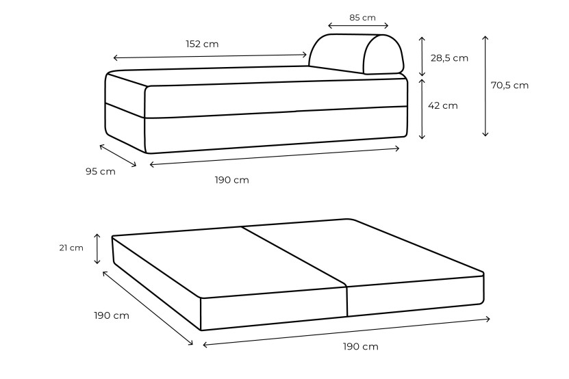 Méridienne convertible et modulable - Velours côtelé XL Beige