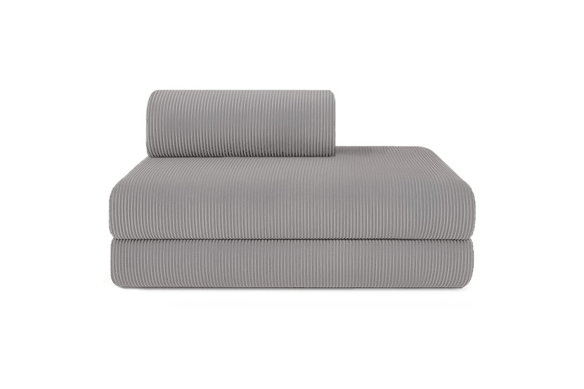 Housse Canapé droit convertible - 2 places - Tissu velours côtelé gris clair