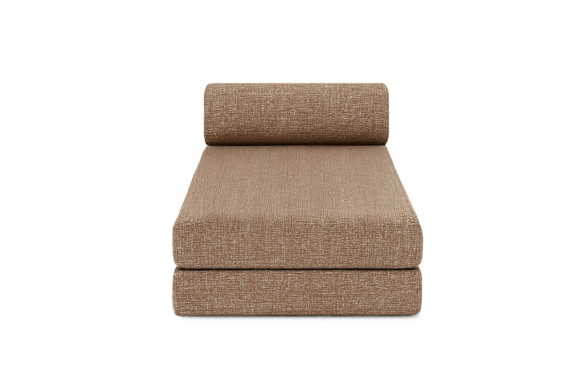 Canapé d'angle 6 places - 2 modules convertibles : Canapé 3 places + Méridienne - Tissu tweed Marron