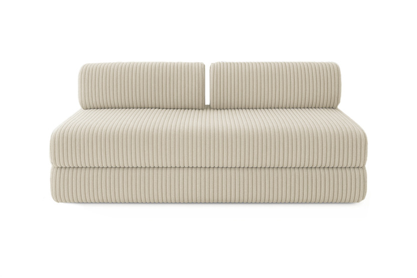 Canapé d'angle 6 places - 2 modules convertibles : Canapé 3 places + Méridienne - Velours côtelé XL Beige