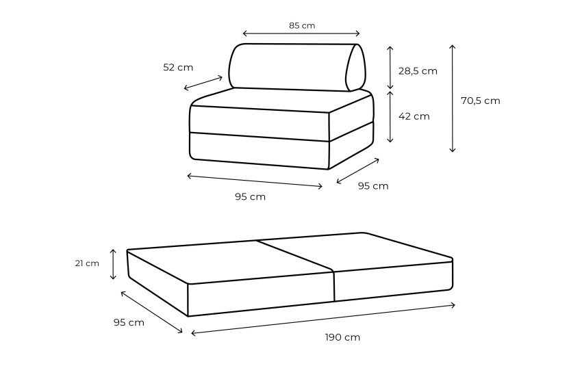 Fauteuil convertible et modulable - Velours côtelé Rouge