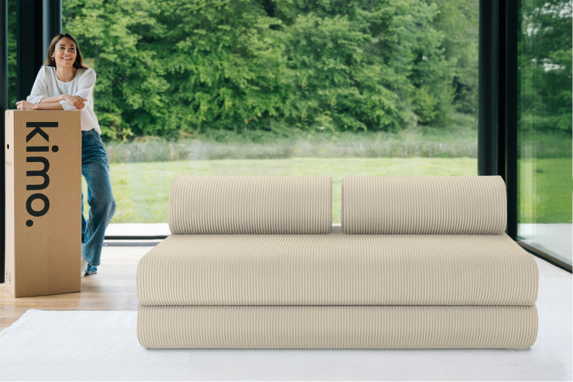 Canapé 3 places convertible et modulable - Velours côtelé Beige