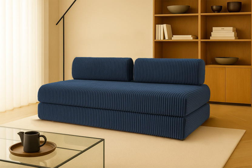 Canapé 3 places convertible et modulable - Velours côtelé XL Bleu