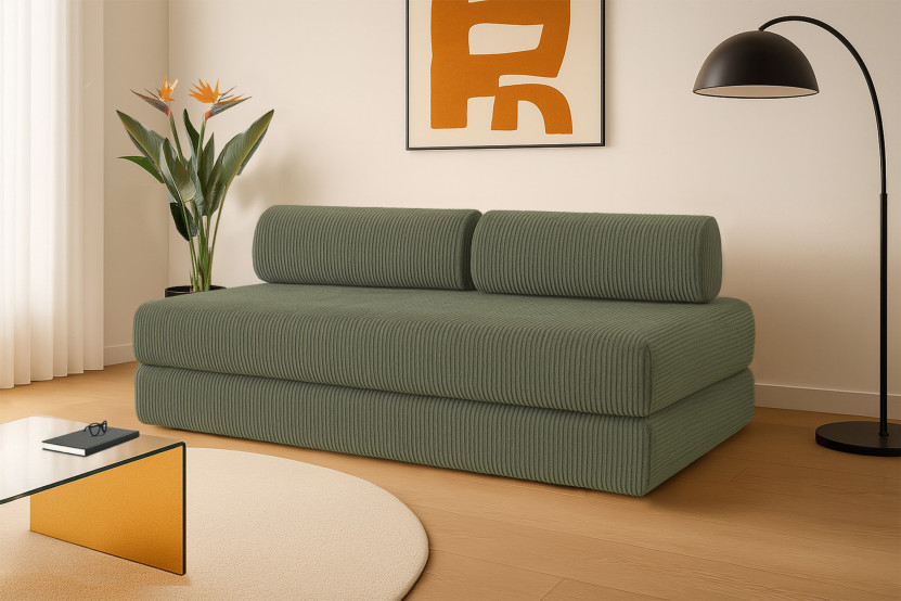 Canapé 3 places convertible et modulable - Velours côtelé Vert