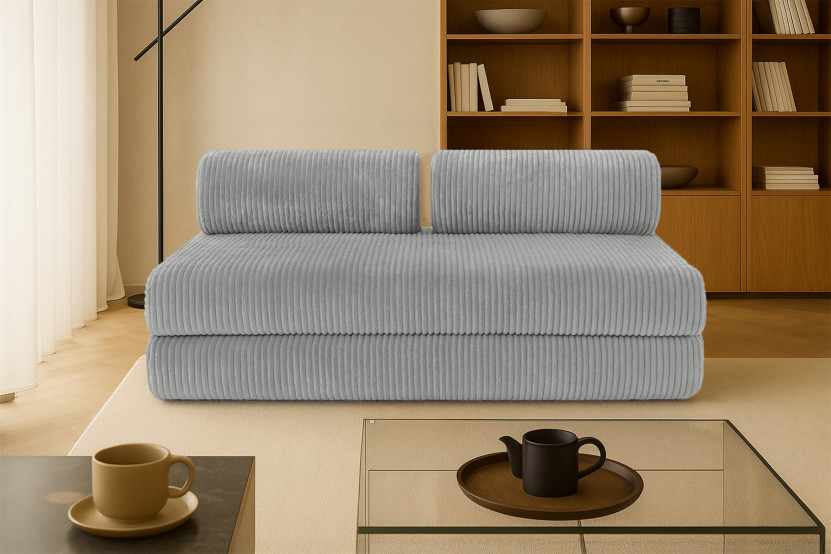 Canapé 3 places convertible et modulable - Velours côtelé XL Gris clair