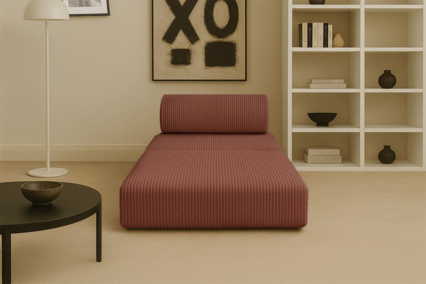 Fauteuil convertible et modulable - Velours côtelé Terracotta