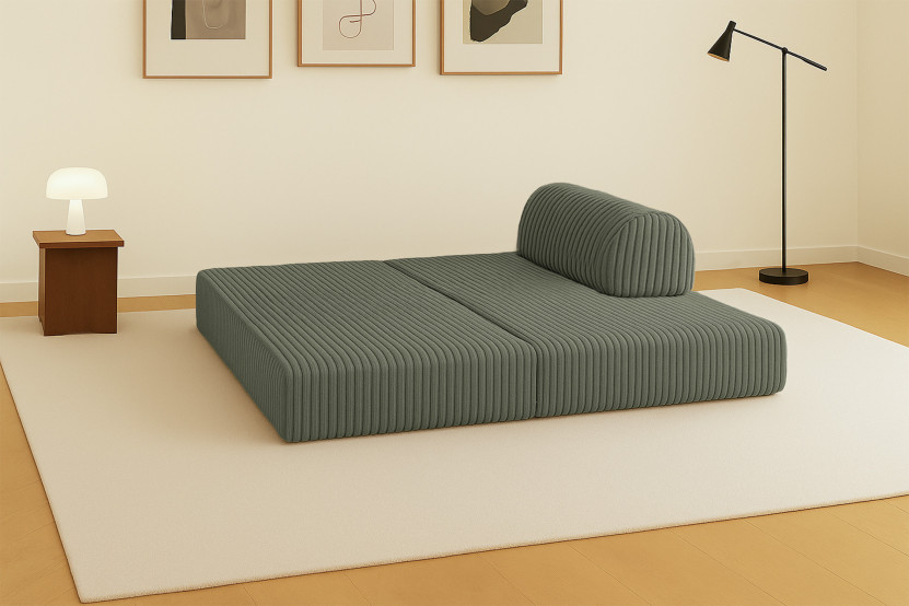 Canapé 2 places convertible et modulable - Velours côtelé XL Vert