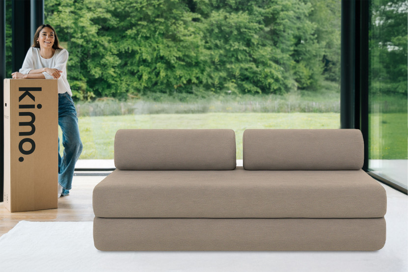 Canapé 3 places convertible et modulable - Tissu lisse Taupe