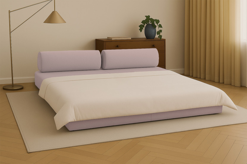 Canapé 3 places convertible et modulable - Tissu lisse Rose