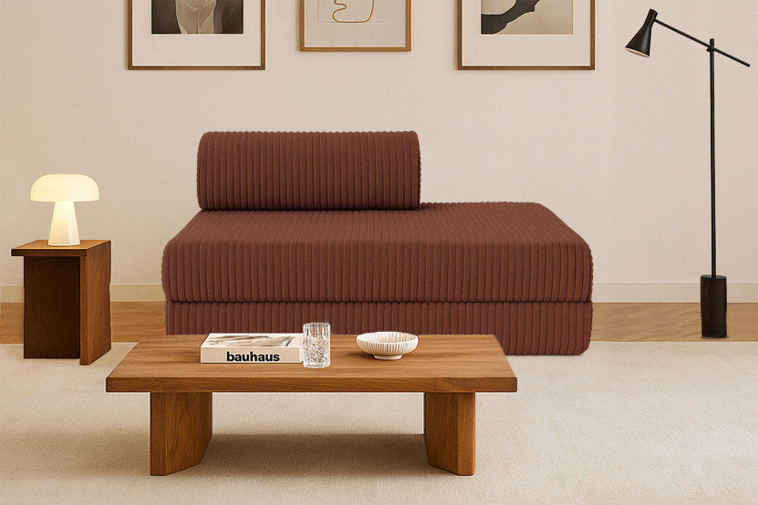 Canapé 2 places convertible et modulable - Velours côtelé XL Terracotta