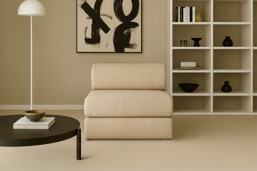 Fauteuil convertible et modulable - Velours côtelé Beige