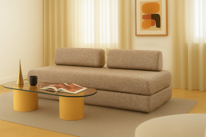 Canapé 3 places convertible et modulable - Tissu tweed Marron