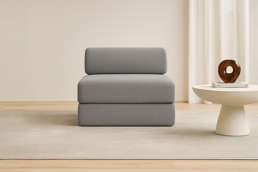 Fauteuil convertible et modulable - Tissu lisse Gris