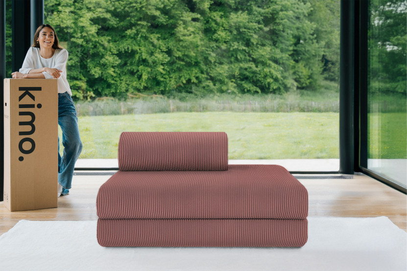 Canapé 2 places convertible et modulable - Velours côtelé Rose