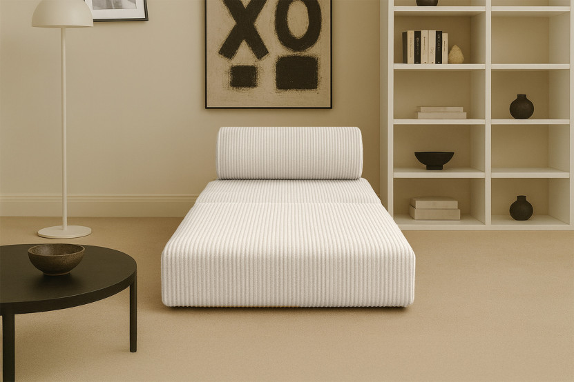 Fauteuil convertible et modulable - Velours côtelé Blanc