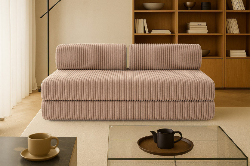 Canapé 3 places convertible et modulable - Velours côtelé XL Marron