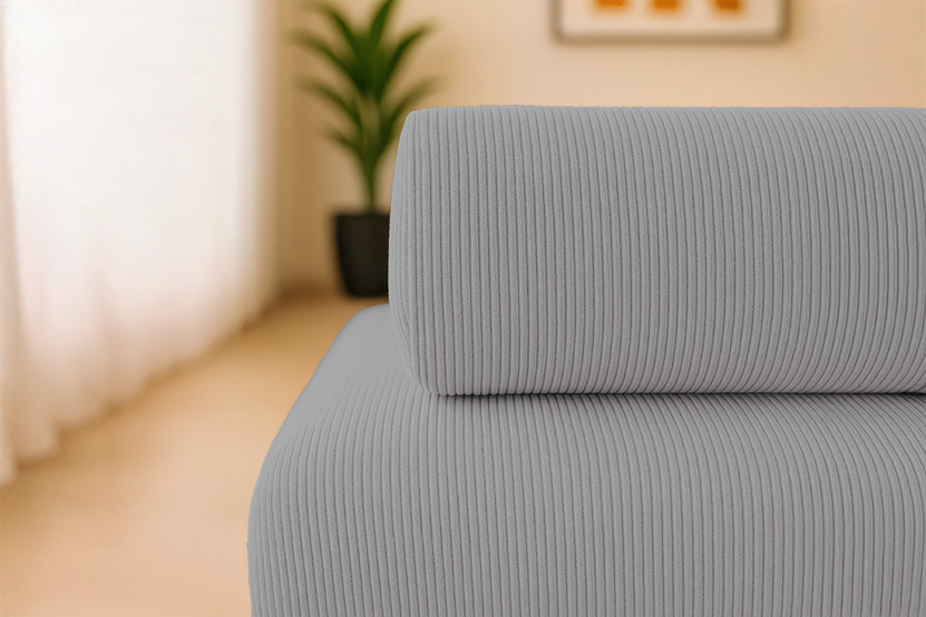 Canapé 4 places - 2 modules convertibles : Canapé 3 places + Fauteuil - Velours côtelé Gris clair