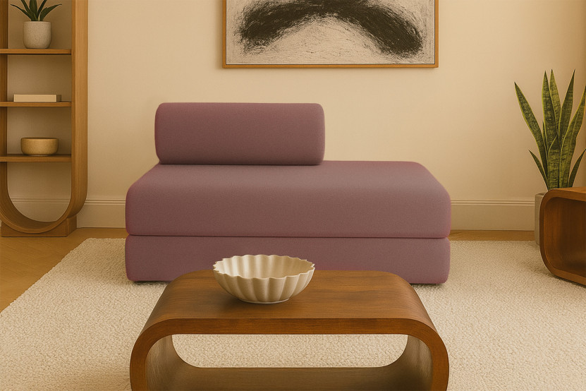 Canapé 2 places convertible et modulable - Tissu lisse Terracotta