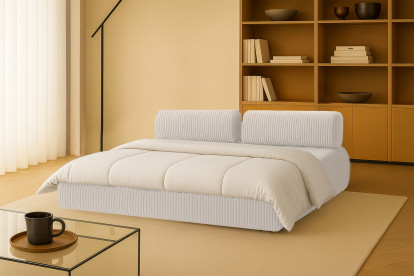Canapé 3 places convertible et modulable - Velours côtelé XL Blanc