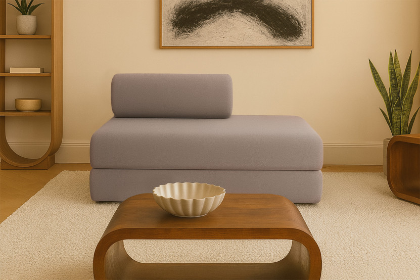 Canapé 2 places convertible et modulable - Tissu lisse Marron