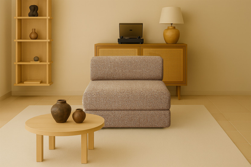 Fauteuil convertible et modulable - Tissu tweed Marron