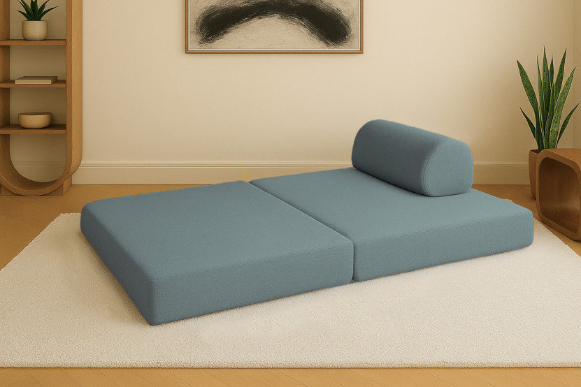 Canapé 2 places convertible et modulable - Tissu lisse Vert