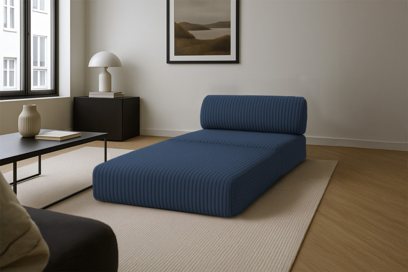 Fauteuil convertible et modulable - Velours côtelé XL Bleu