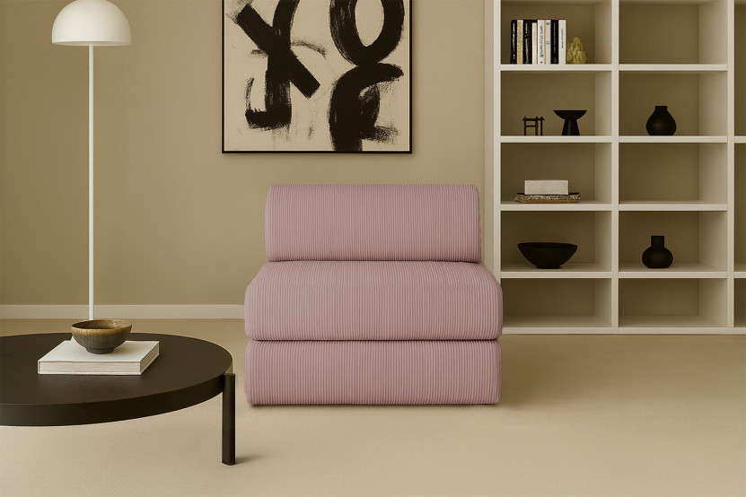 Fauteuil convertible et modulable - Velours côtelé Rose pâle