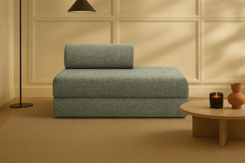 Canapé 2 places convertible et modulable - Tissu tweed Vert