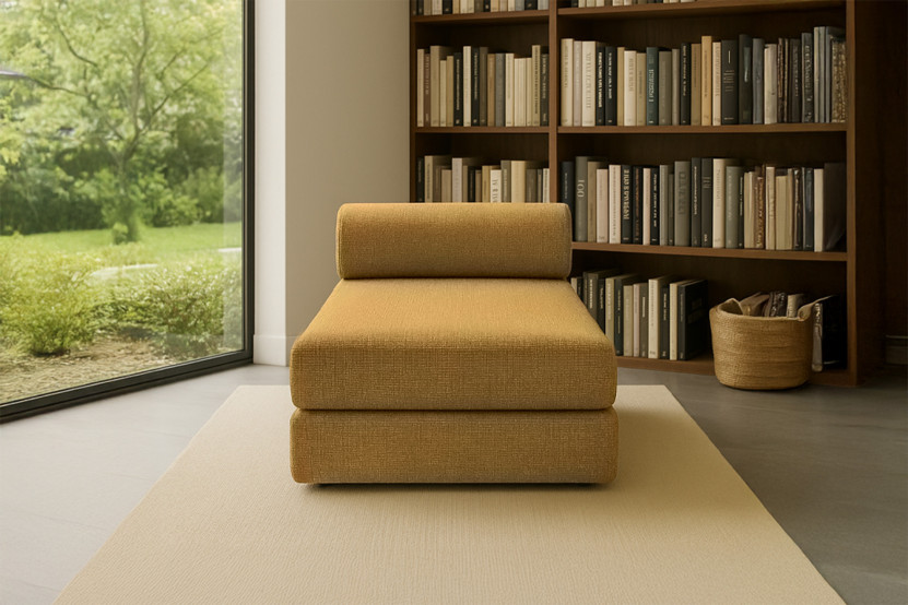 Méridienne convertible et modulable - Tissu tweed Jaune