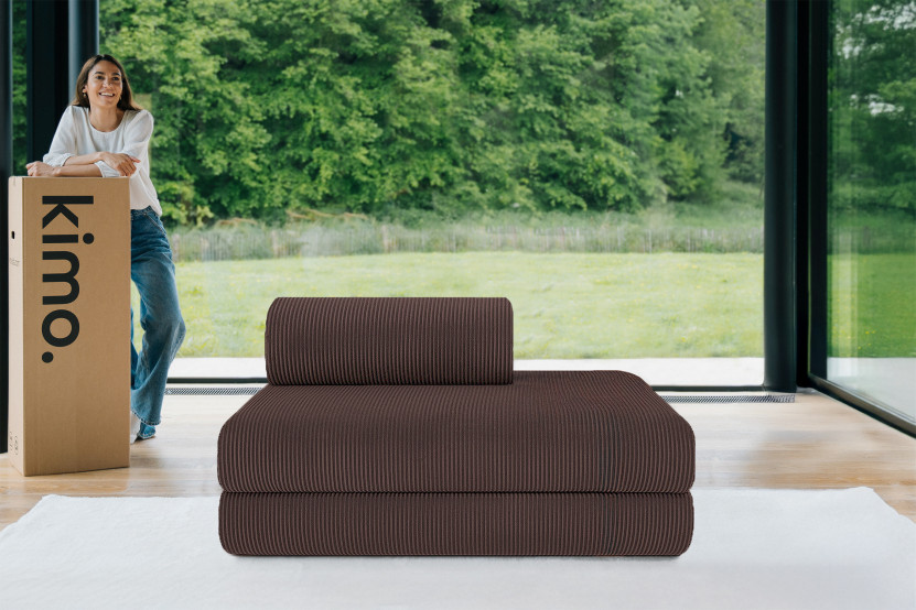 Canapé 2 places convertible et modulable - Velours côtelé Marron