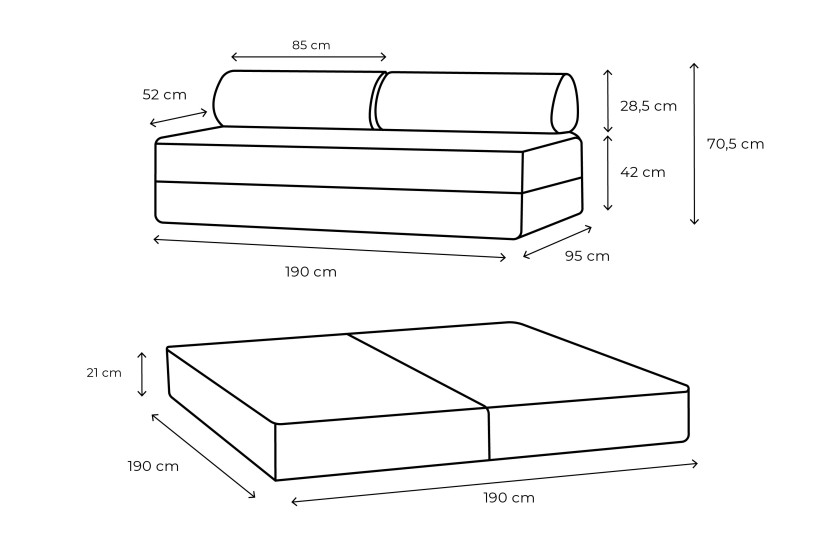 Canapé 3 places convertible et modulable - Tissu lisse Bleu