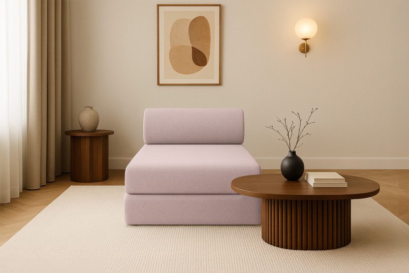 Méridienne convertible et modulable - Tissu lisse Rose