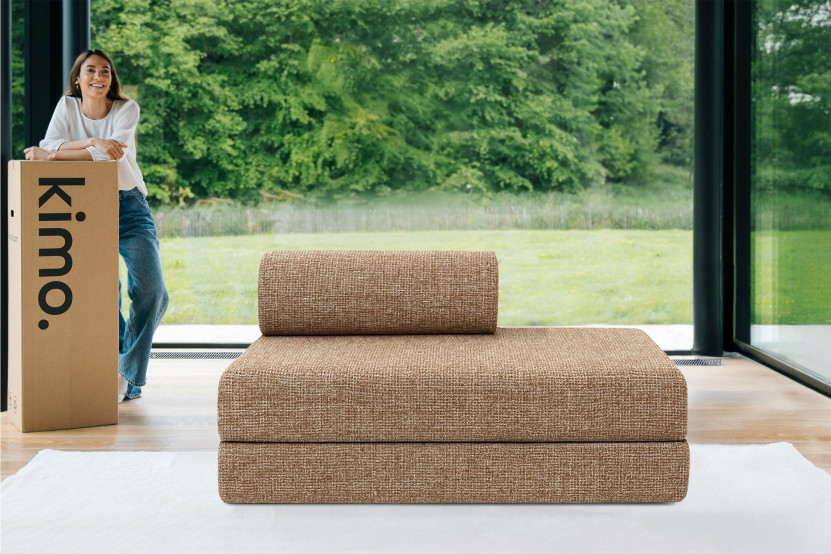 Canapé 2 places convertible et modulable - Tissu tweed Marron