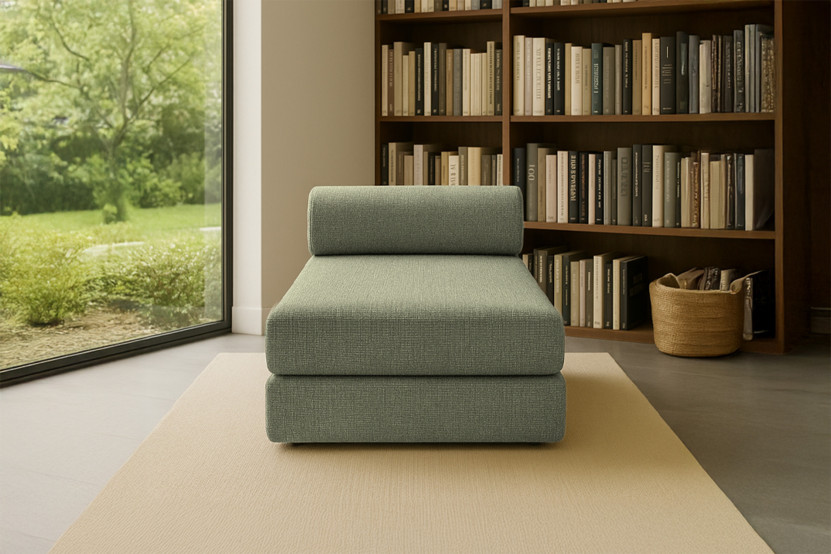 Méridienne convertible et modulable - Tissu tweed Vert