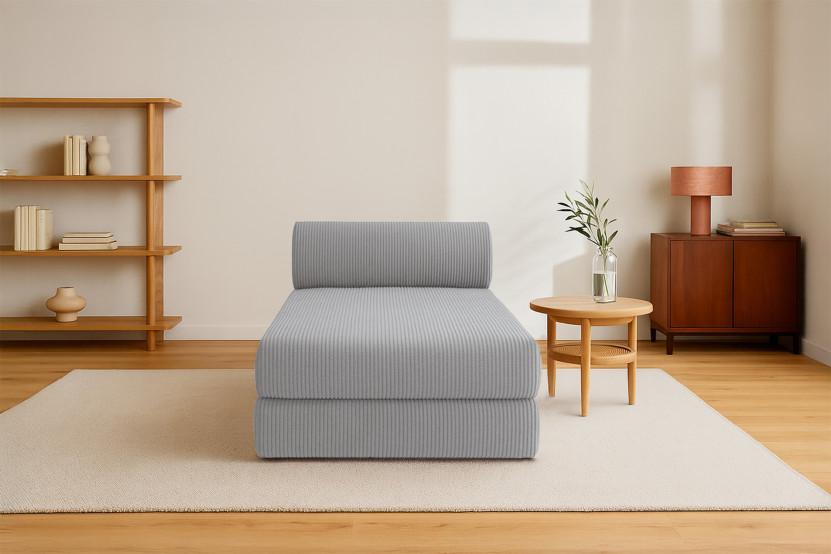 Méridienne convertible et modulable - Velours côtelé Gris clair