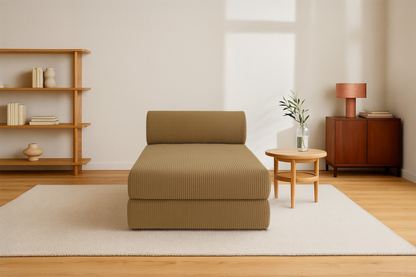 Méridienne convertible et modulable - Velours côtelé Jaune