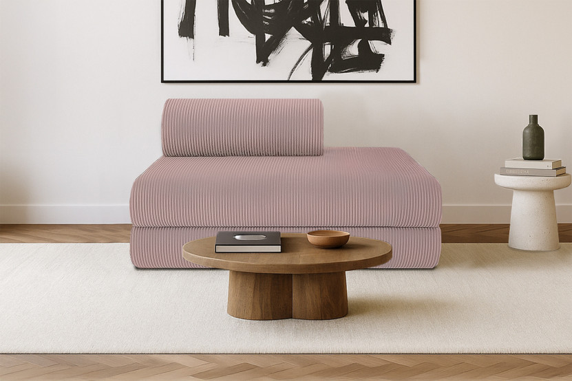 Canapé 2 places convertible et modulable - Velours côtelé Rose pâle